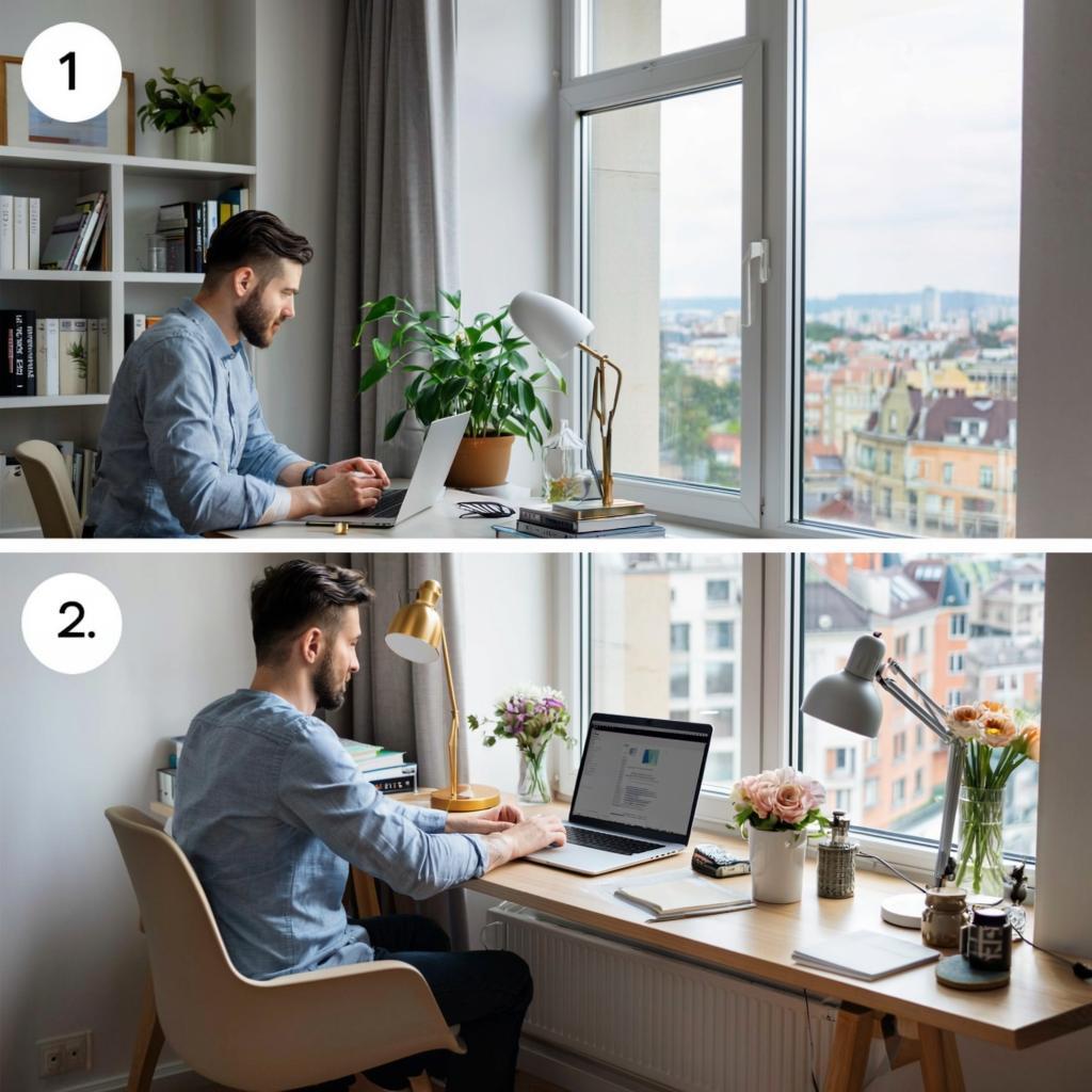 Espacio de trabajo ordenado con buena iluminación